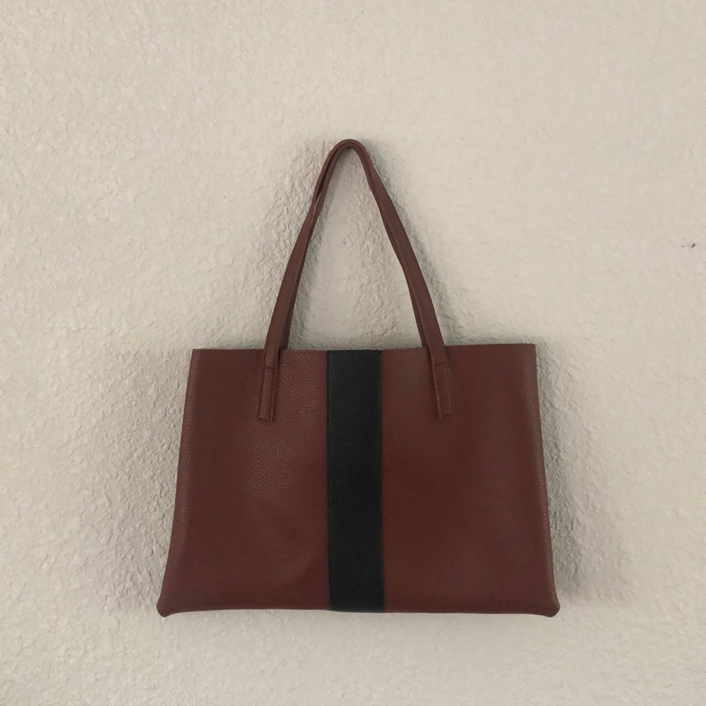 Vince Camuto Vegan Leather Brown and Black Tote